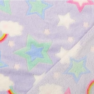 Flanell Fleece - Sterne und Regenbägen - 10 cm
