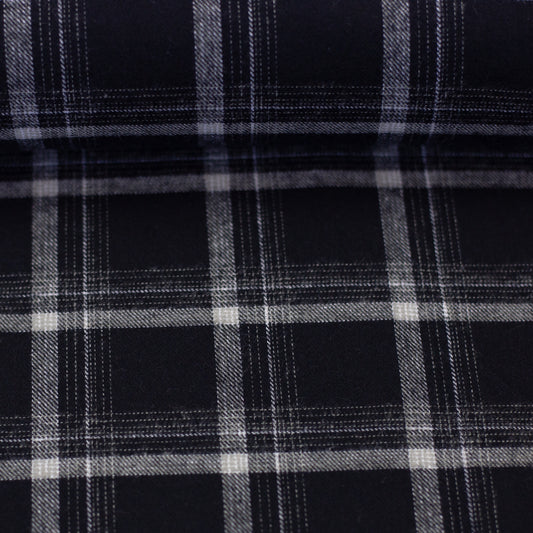 Flanell - Maverick Karo naturwei§/schwarz - 10 cm