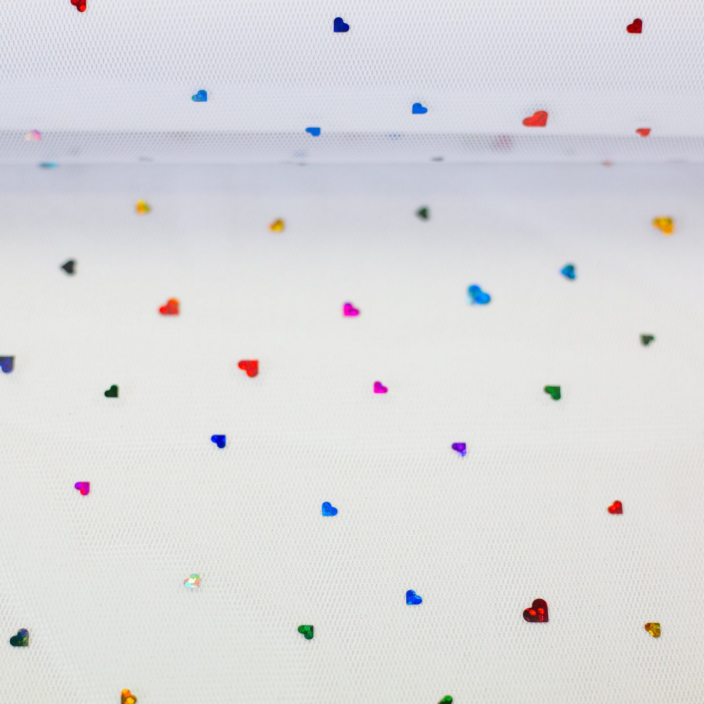 Tüll - Hearts weiß - 10 cm