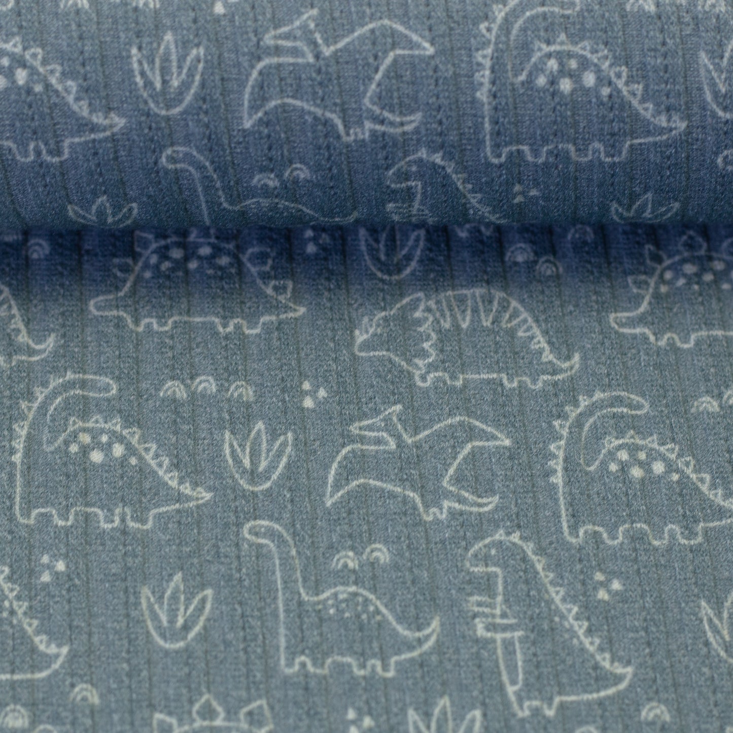 Struktur Jersey - Sevilla Dinosaurier, rauchblau - 10 cm
