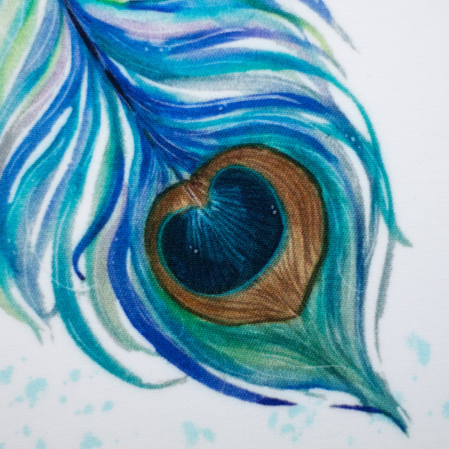 Viskosewebware - Pfauenfedern blau/weiß - 10 cm