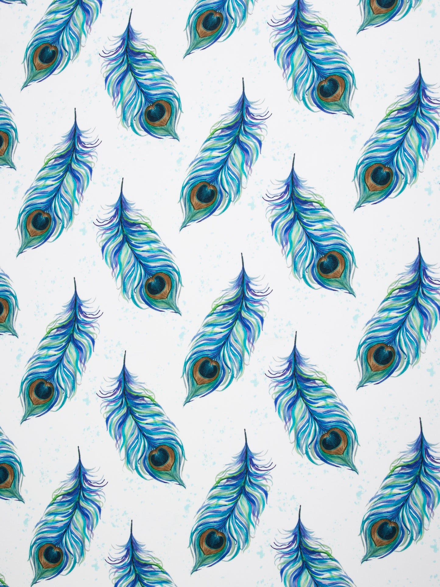 Viskosewebware - Pfauenfedern blau/weiß - 10 cm