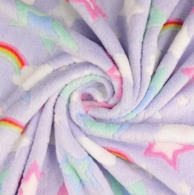 Flanell Fleece - Sterne und Regenbägen - 10 cm