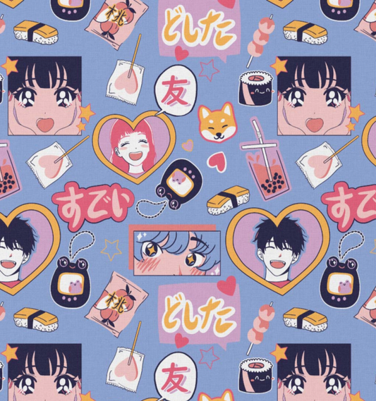 Baumwoll Webware - Inlove Blue - 10 cm