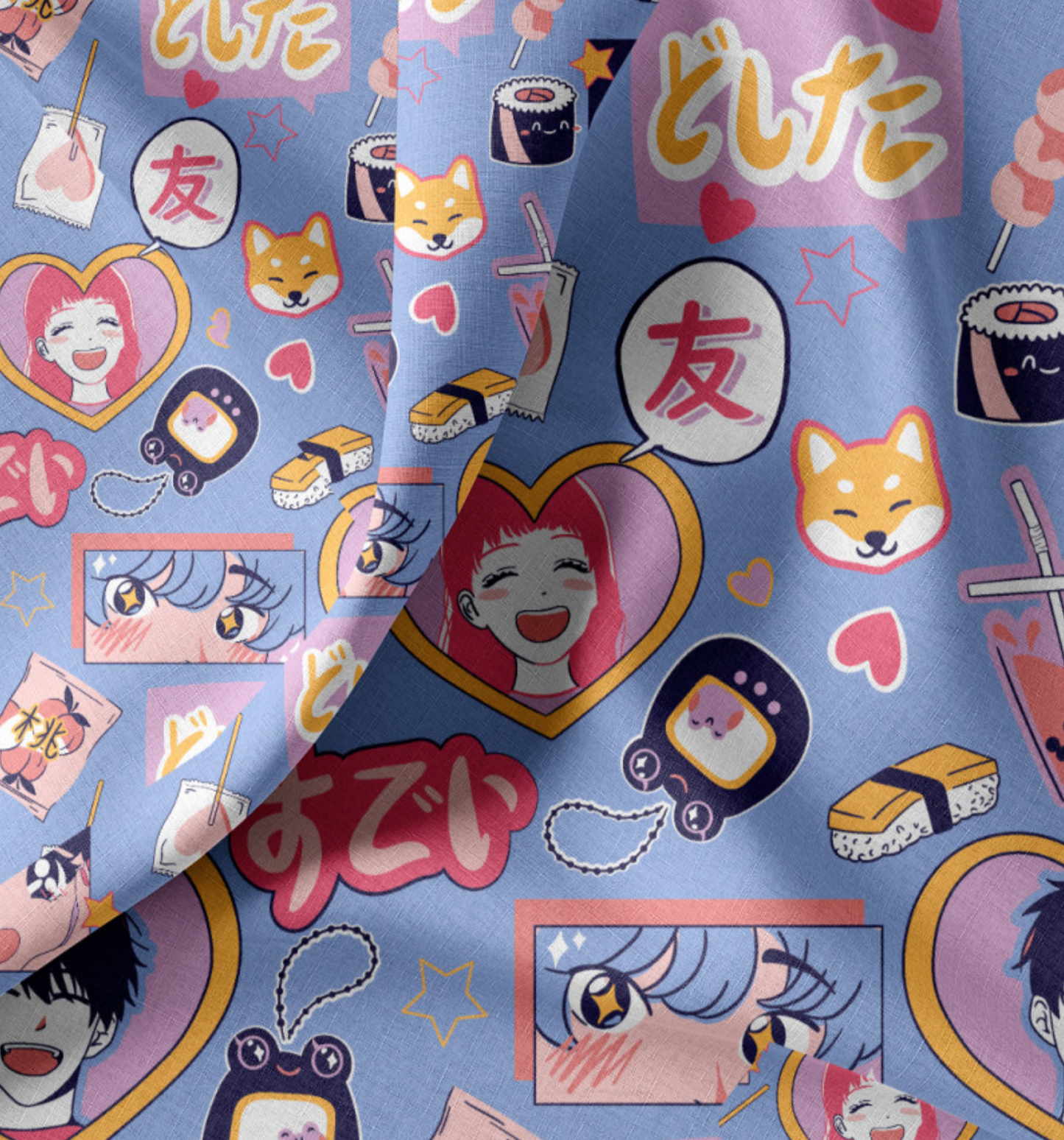 Baumwoll Webware - Inlove Blue - 10 cm