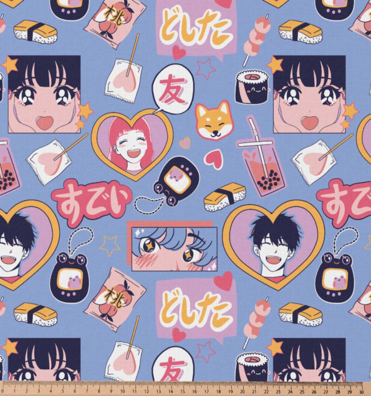 Baumwoll Webware - Inlove Blue - 10 cm