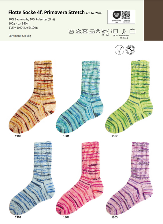 Flotte Socke 4f. Primavera Stretch