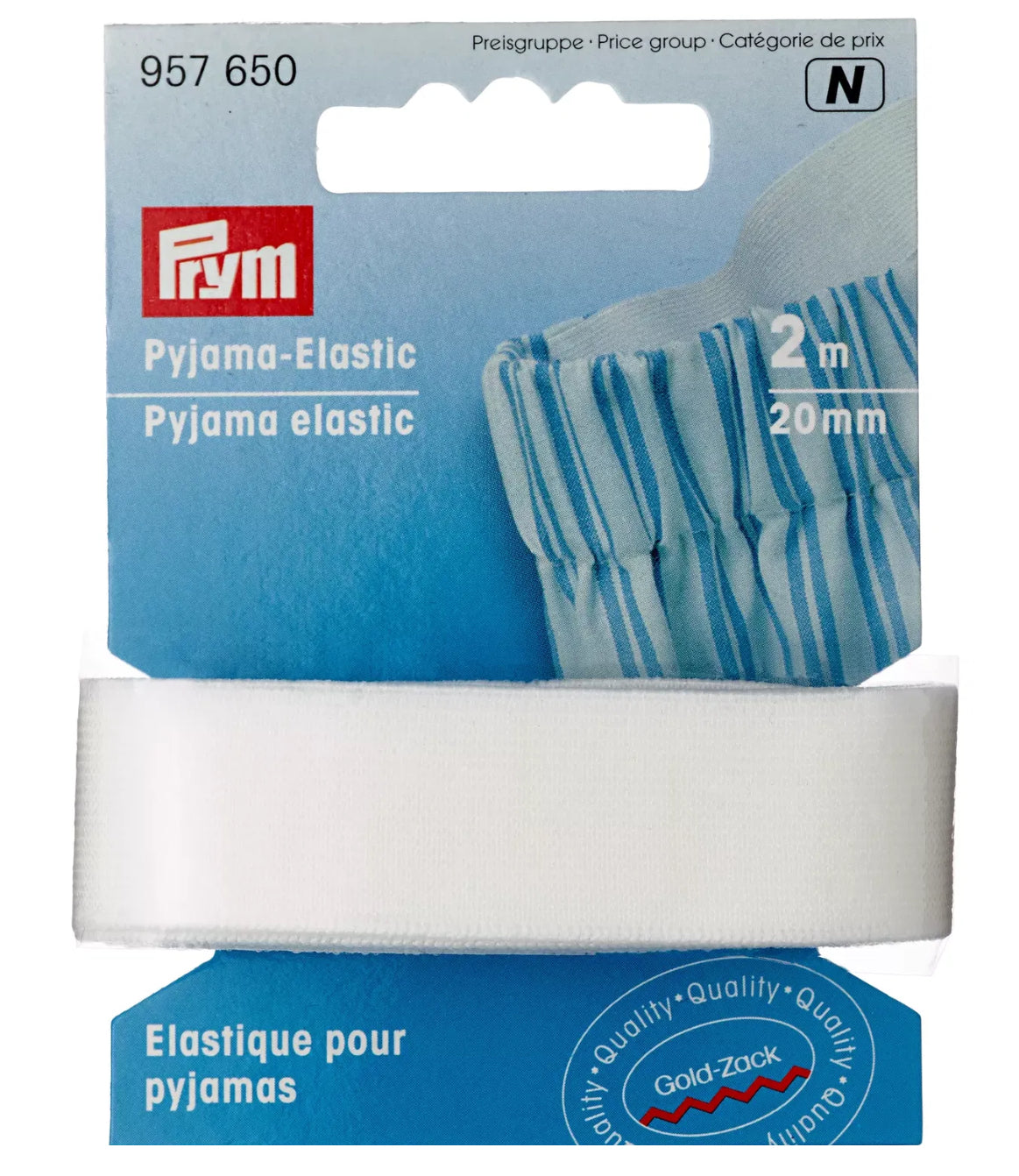 Pyjama-Elastic 20 mm weiß