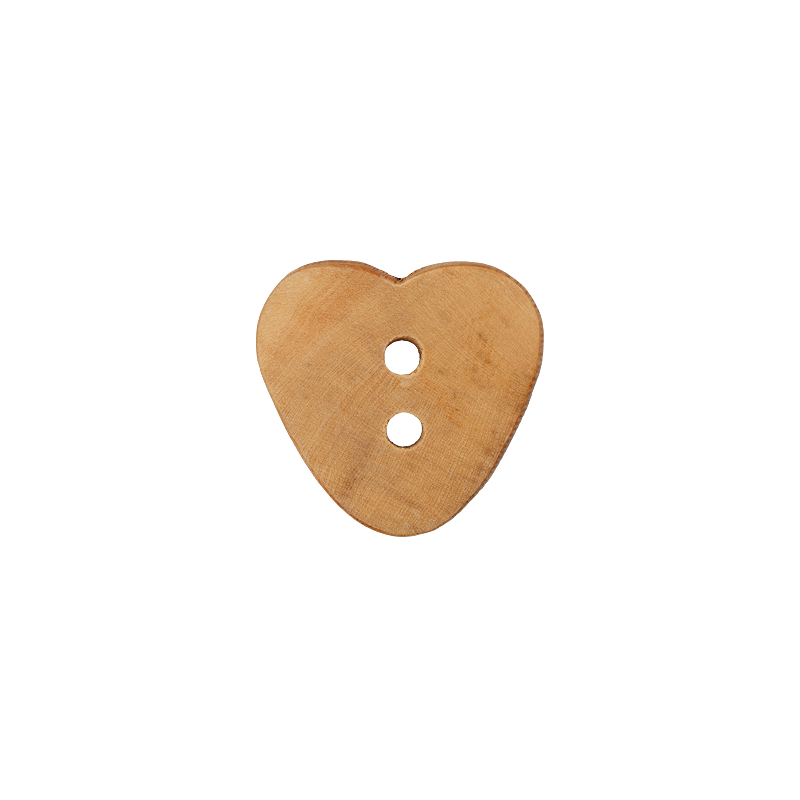 Holzknopf 2L Herz 15mm beige 30St
