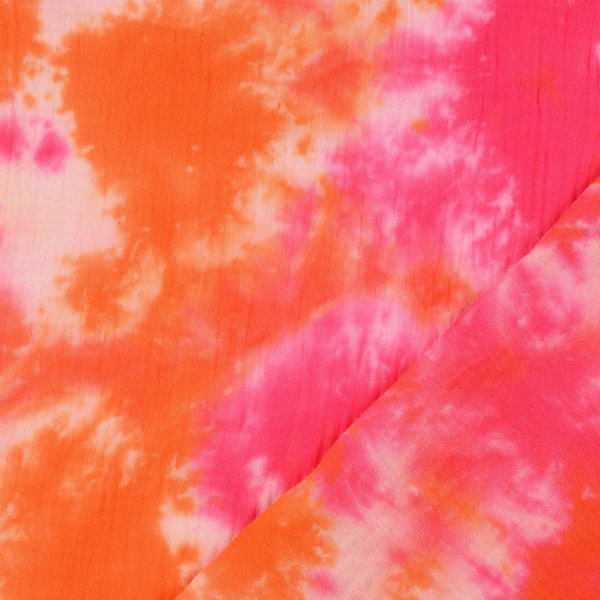 Musselin - Batik orange/pink - 0,5 m